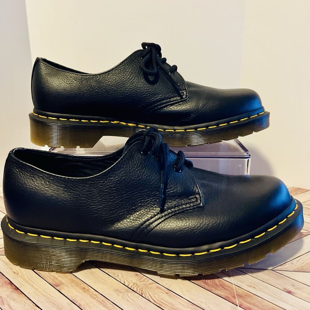 Dr Martens 1461 Virginia Leather Oxford M 8 W 9 Shoes 3 Eye Yellow Stitch